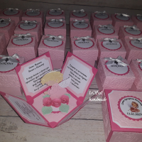 Покана за кръщене за момиче в розово, покани с релеф в експлодираща кутия, покани кутийки, снимка 12 - Детегледачки, детски центрове - 33261973