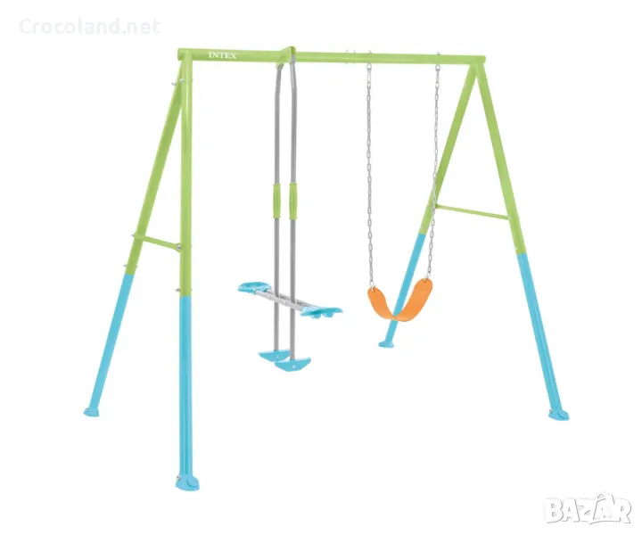 Детска люлка Intex 2в1, сглобяема, 251 x 254 x 211 см, безопасна, пластизол, многоцветна, снимка 1