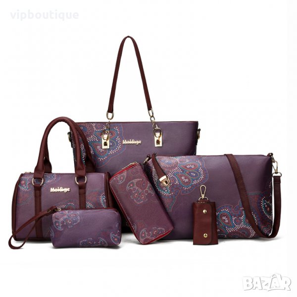 Дамска чанта от Еко кожа - Елегантен Комплект от 6 части, снимка 1