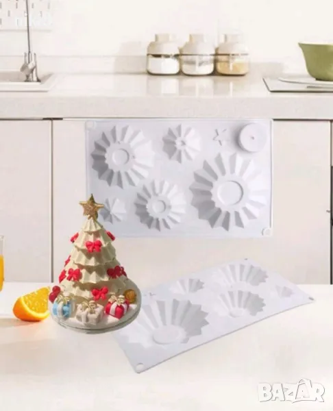 3D Основи основа части елха пънче пънчета различни размери силиконов молд форма шоколад гипс финдан , снимка 1