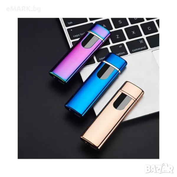 Ветроустойчива слим запалка с тъч скрийн и USB, снимка 1