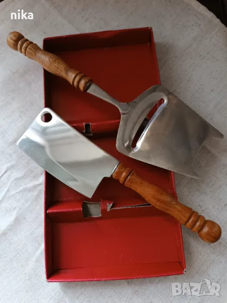 Ретро нов комплект сатърче и нож за сирене, снимка 1