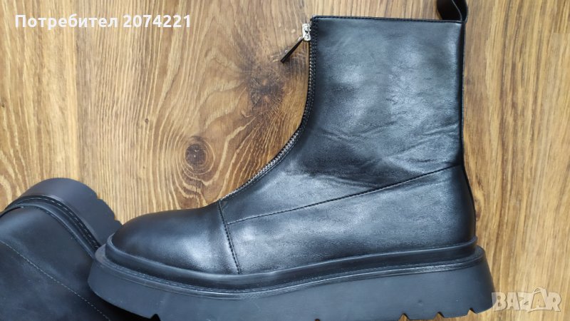 Равни боти с цип- изкуствена кожа, снимка 1