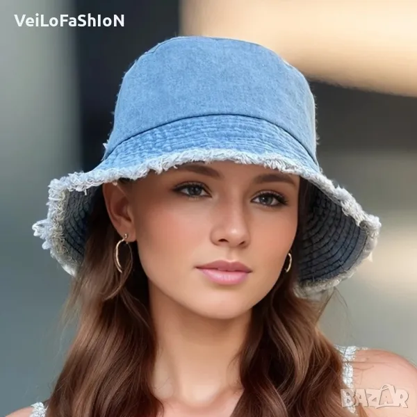 Нова дамска дънкова шапка идиотка - рибарска шапка, снимка 1