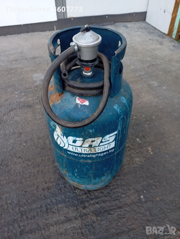 Бутилка газова 27л , 10 кг за газ пропан бутан с вентил и маркуч, снимка 1