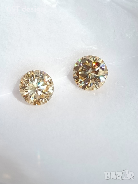 Уникални Топ 2 карата Фенси Златно Брилянтин двойка за обеци Мойсанит Диамант , снимка 1