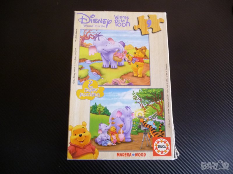 Мечо Пух дървен пъзел Дисни Едука 2 х 9 части, снимка 1