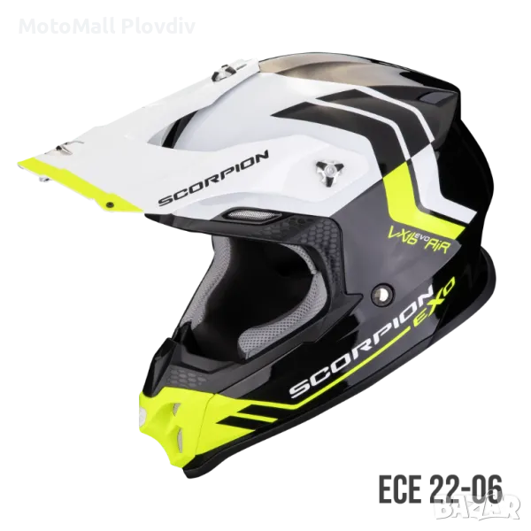 КРОС Каска SCORPION VX-16 EVO AIR Fusion Black-Neon Yellow, снимка 1