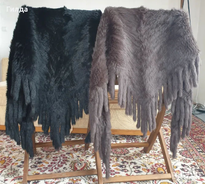 нов плетен шал естествен косъм налично, снимка 1