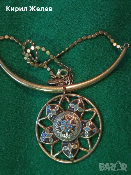 РАЗКОШНА ПОЗЛАТЕНА ДИЗАЙНЕРСКА БУТИКОВА МАРКОВА СКЪПОЦЕННА ОГЪРЛИЦА АРТ ДЕКО СТИЛ КОЛИЕ 27966, снимка 1