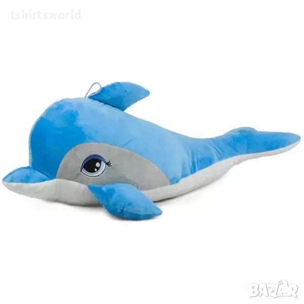 Нов голям плюшен делфин в син цвят със звук, 65см, снимка 1