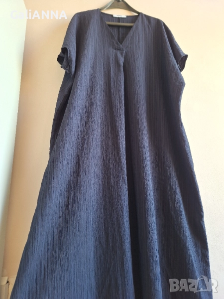 ДЪЛГА ТЪМНОСИНЯ РОКЛЯ 3XL-5XL, снимка 1