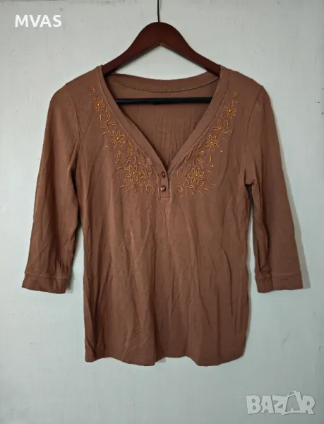 Карамелено кафява блуза 3/4 ръкав М размер, снимка 1