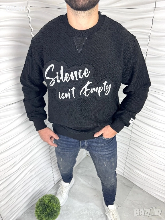 Мъжка блуза в черно с голям надпис отпред, снимка 1
