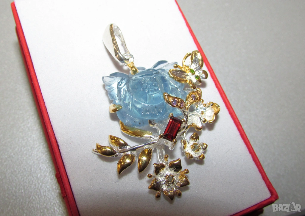 Аквамарин и родолит, снимка 1