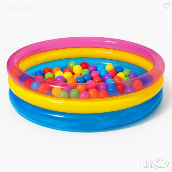 Детски надуваем басейн с цветни топки, 60 топки , снимка 1