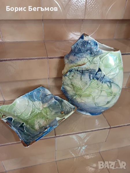 Комплект керамика ваза и фруктиера, снимка 1