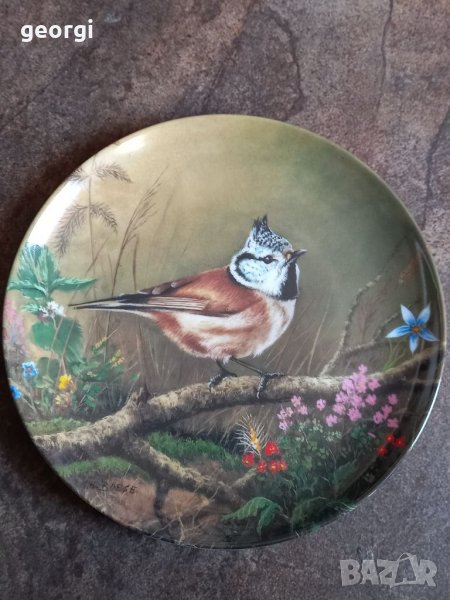 Немска порцеланова декоративна чиния с птица, снимка 1