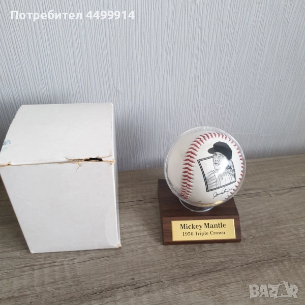 Мики Мантъл, бейзболна топка, снимка 1