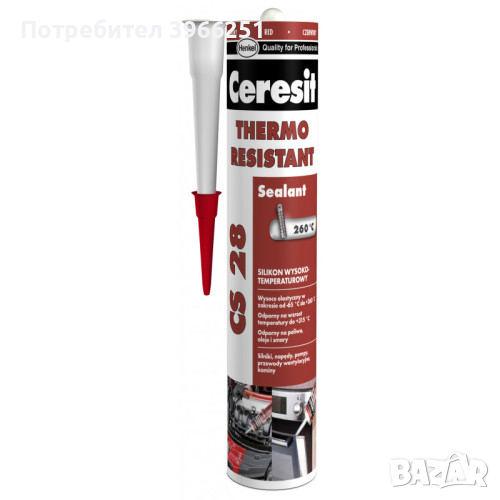 Ceresit CS 28 Термоустойчив силикон 300 мл червен, снимка 1