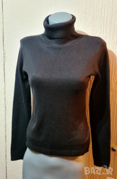 Черен пуловер с поло яка, снимка 1