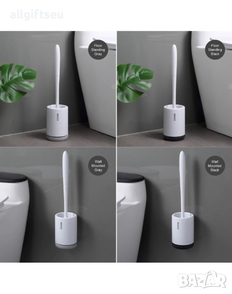 Силиконова четка с поставка за тоалетна чиния - за стена и за под, снимка 1