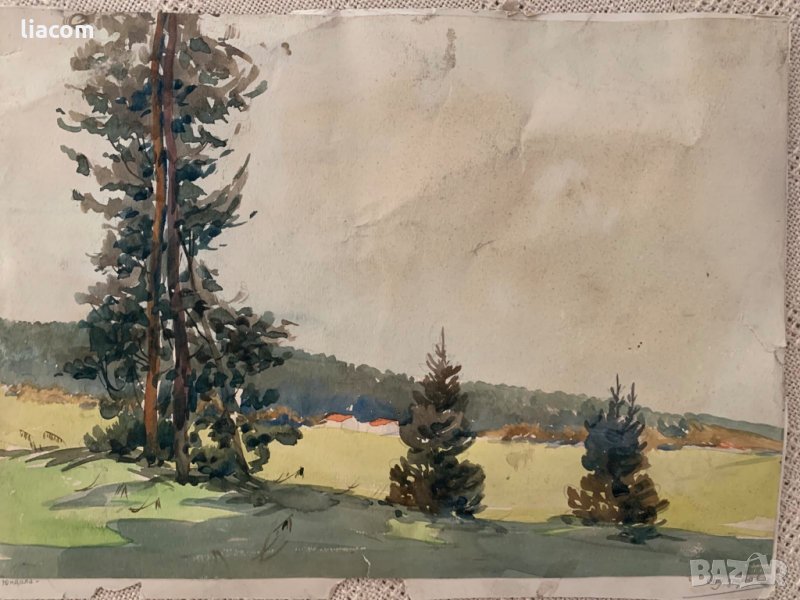 СТЕФАН ЛАЗАРОВ акварел пейзаж, снимка 1