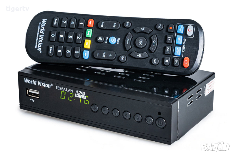 Приемник /декодер за цифрова ефирна кабелна телевизия World Vision T625A LAN H.265 HD, снимка 1