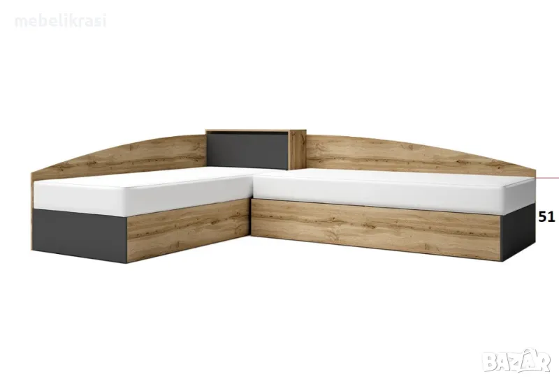 Ъглови легла, С матраци 90/200 см. С повдигащи механизми и ракла. Налични на склад!, снимка 1