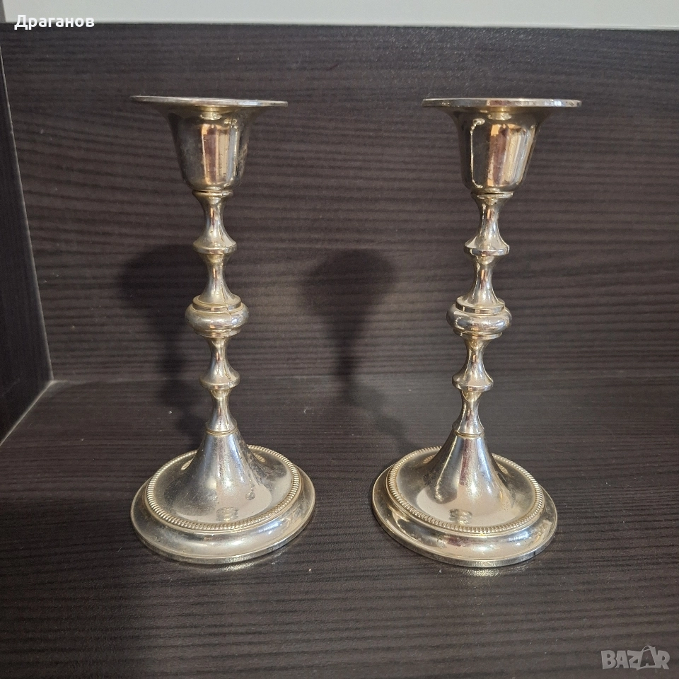 Чифт посребрени свещници, снимка 1