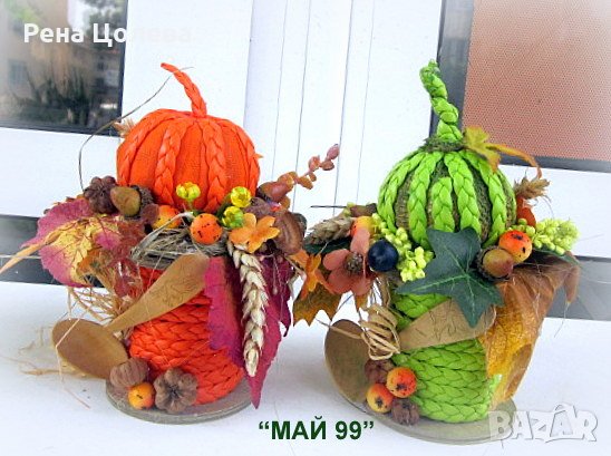 Есенна украса на дървена макара, снимка 1