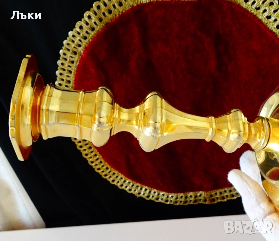 Бронзов свещник BMF,дебела позлата,565 гр. , снимка 3 - Антикварни и старинни предмети - 51595240