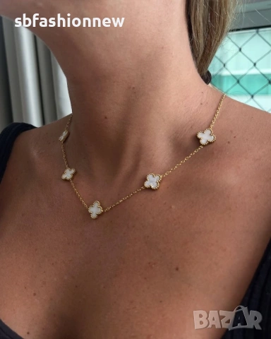 Van Cleef гердан с 5 детелинки, снимка 2 - Колиета, медальони, синджири - 53251382