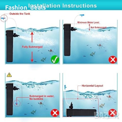 Нов Вътрешен филтър за аквариум с 3-степенна филтрация/10W, снимка 6 - Аквариуми - 41449221