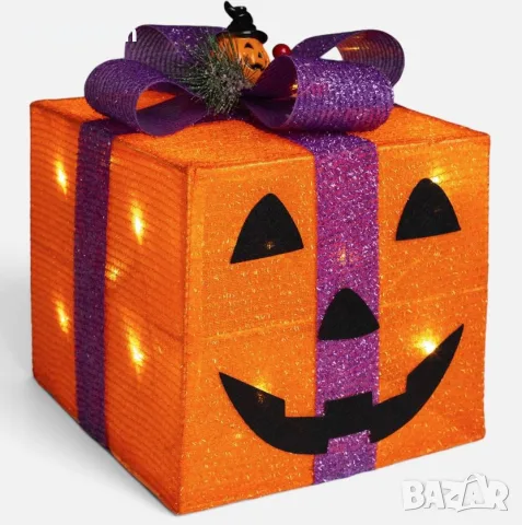 Декоративна Halloween кутия за подарък с LED светлини 25x25x23cm