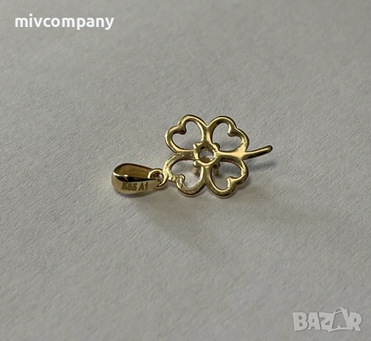 Златна висулка(детелина) 0.66гр., снимка 2 - Колиета, медальони, синджири - 53538576