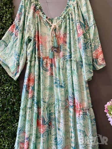 дълга копринена рокля , снимка 3 - Рокли - 50876275