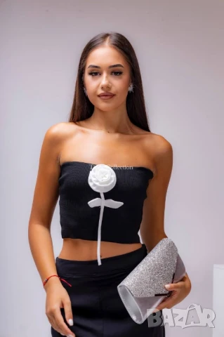 Топ с ефектна ЗД роза🌹 , снимка 3 - Корсети, бюстиета, топове - 51153466