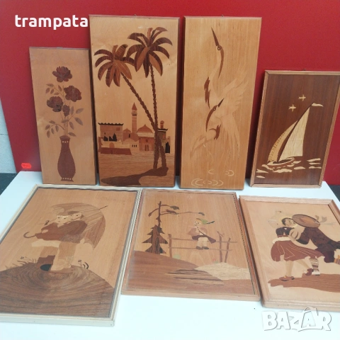 НАЙ ДОБРАТА ОФЕРТА Стари картини ,инкрустация ,дърво "Intarsien Bild"