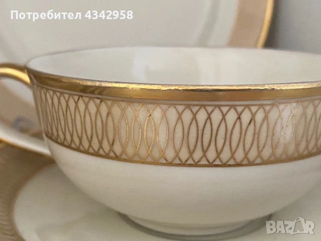 Hutschenreuther Bavaria – Gold Lattice / Gold Trellis decor (1946–1948 г.), снимка 2 - Антикварни и старинни предмети - 53860655
