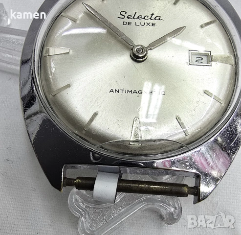 Винтидж механичен часовник Selecta De Luxe - дата - антимагнитен - 70-те години на миналия век, снимка 3 - Антикварни и старинни предмети - 53658866