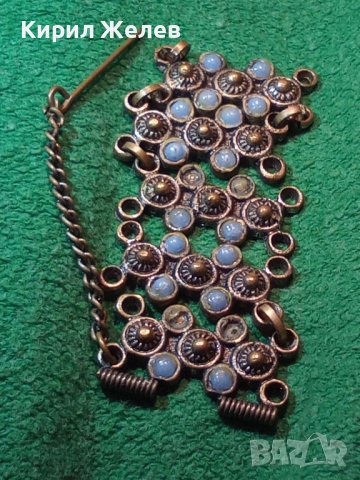 ВЪЗРОЖДЕНСКА БРОНЗОВА ГРИВНА ЕЛЕМЕНТИ с КАМЪНИ и ЩИФТ 11874, снимка 2 - Антикварни и старинни предмети - 30652662