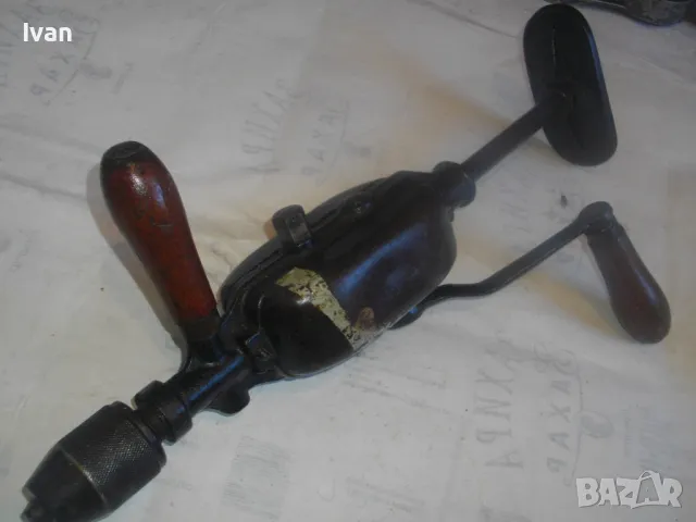 42см Ф13мм МАСИВНА СТАРО КАЧЕСТВО НЕМСКА РЪЧНА БОРМАШИНА ДРЕЛКА С ОПОРНО РАМО 2 СКОРОСТИ, снимка 9 - Бормашини - 48304724