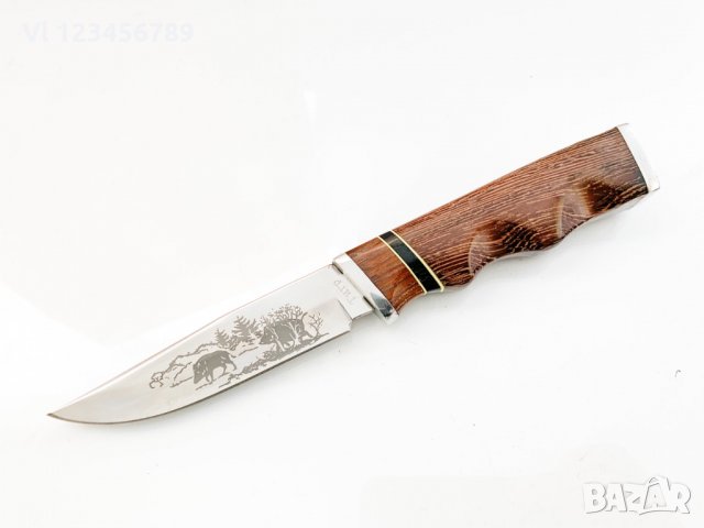 Руски ловен нож с гравирани Глигани стомана 65х13, снимка 2 - Ножове - 33798085