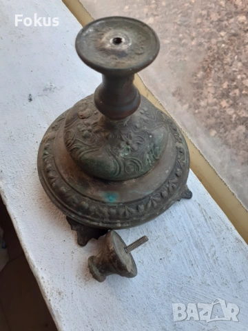 Стар уникален възрожденски свещник кандило сачан, снимка 5 - Антикварни и старинни предмети - 53444553
