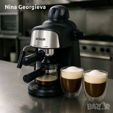 Комплект експресно машина + 2 стъклени чаши, снимка 3 - Кафемашини - 52827742