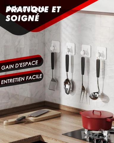 Самозалепващи куки за кърпи – 6 броя, неръждаема стомана, бели, снимка 7 - Други стоки за дома - 53382348