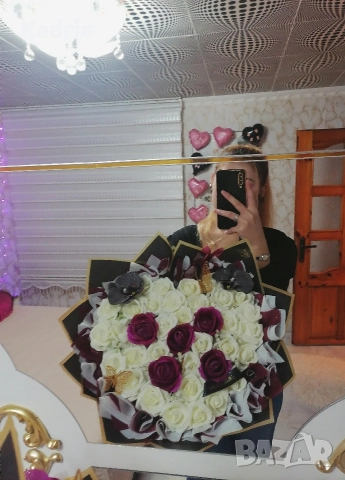 вечен букет от рози, снимка 2 - Изкуствени цветя - 52887069