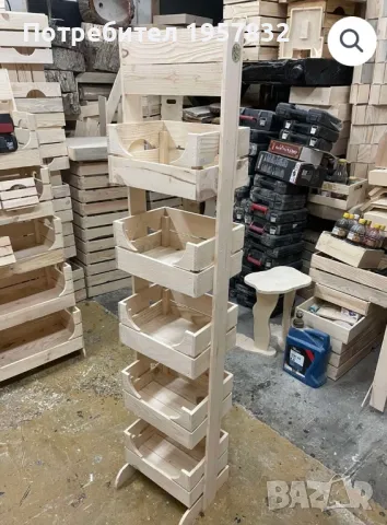 Стелаж с малки хоризонтални щайги и хедър за магазини и заведения , снимка 2 - Оборудване за магазин - 49132610