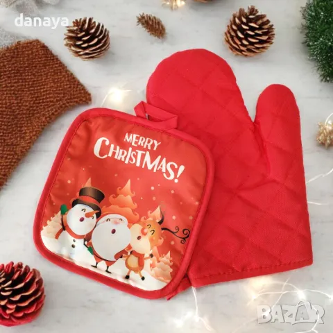5343 Кухненска коледна ръкохватка и ръкавица за горещо Merry Christmas, снимка 2 - Аксесоари за кухня - 47631113
